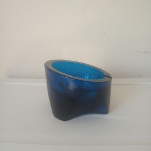 Modern Blue Glass VaseVintage MCM Viking Glass Cobalt Blue Slant Atomic Orb Trip